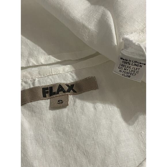 FLAX Womens S White 100% Linen Sides Slits Oversize Minimalist Lagenlook Beach - Picture 4 of 5